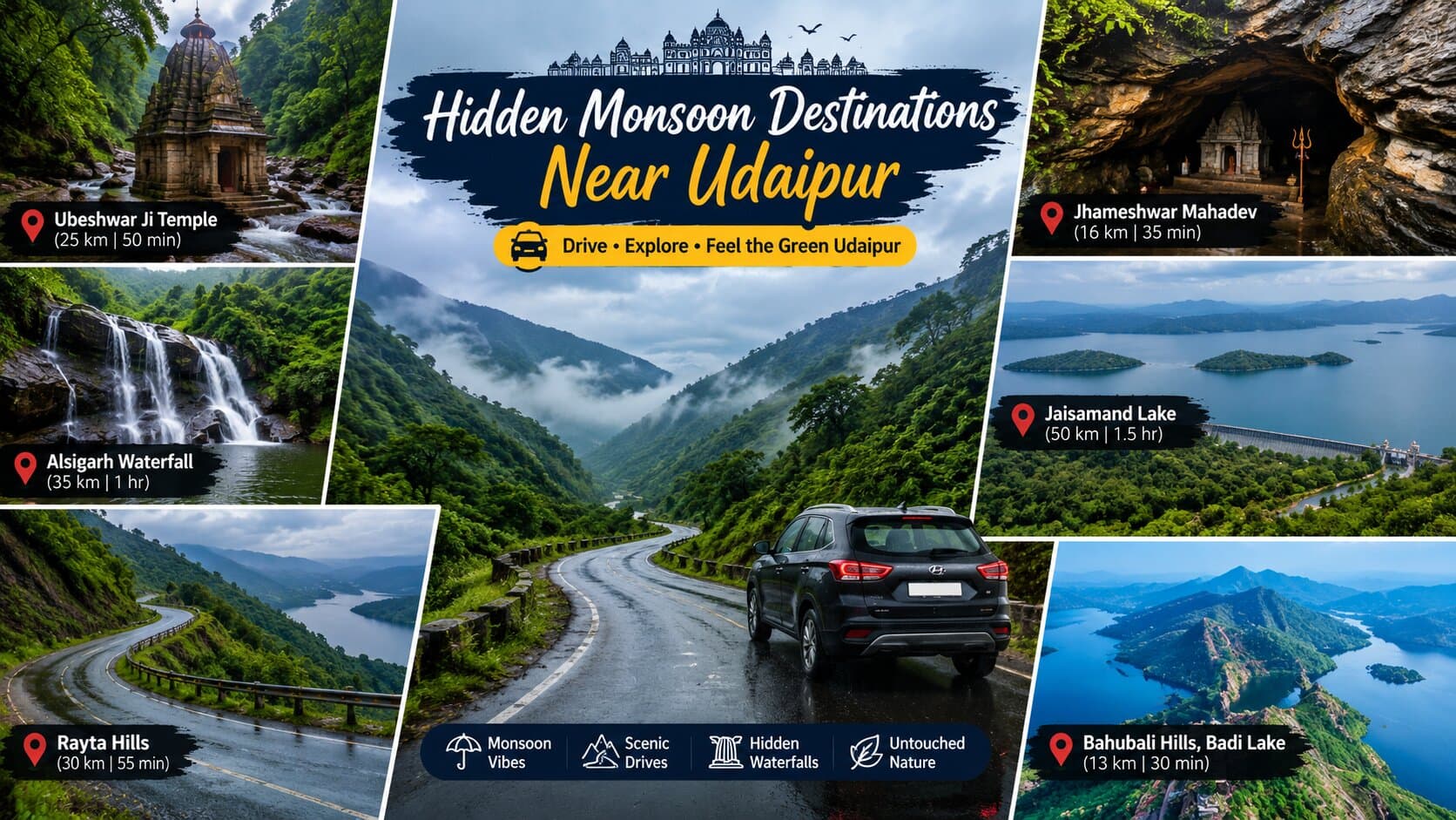 Hidden Monsoon Destinations Near Udaipur: A Self-Drive Road Trip Guide